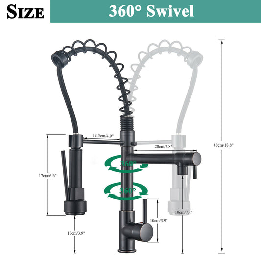 Matte Black Kitchen Faucet Pull Out Sprayer Swivel Sink