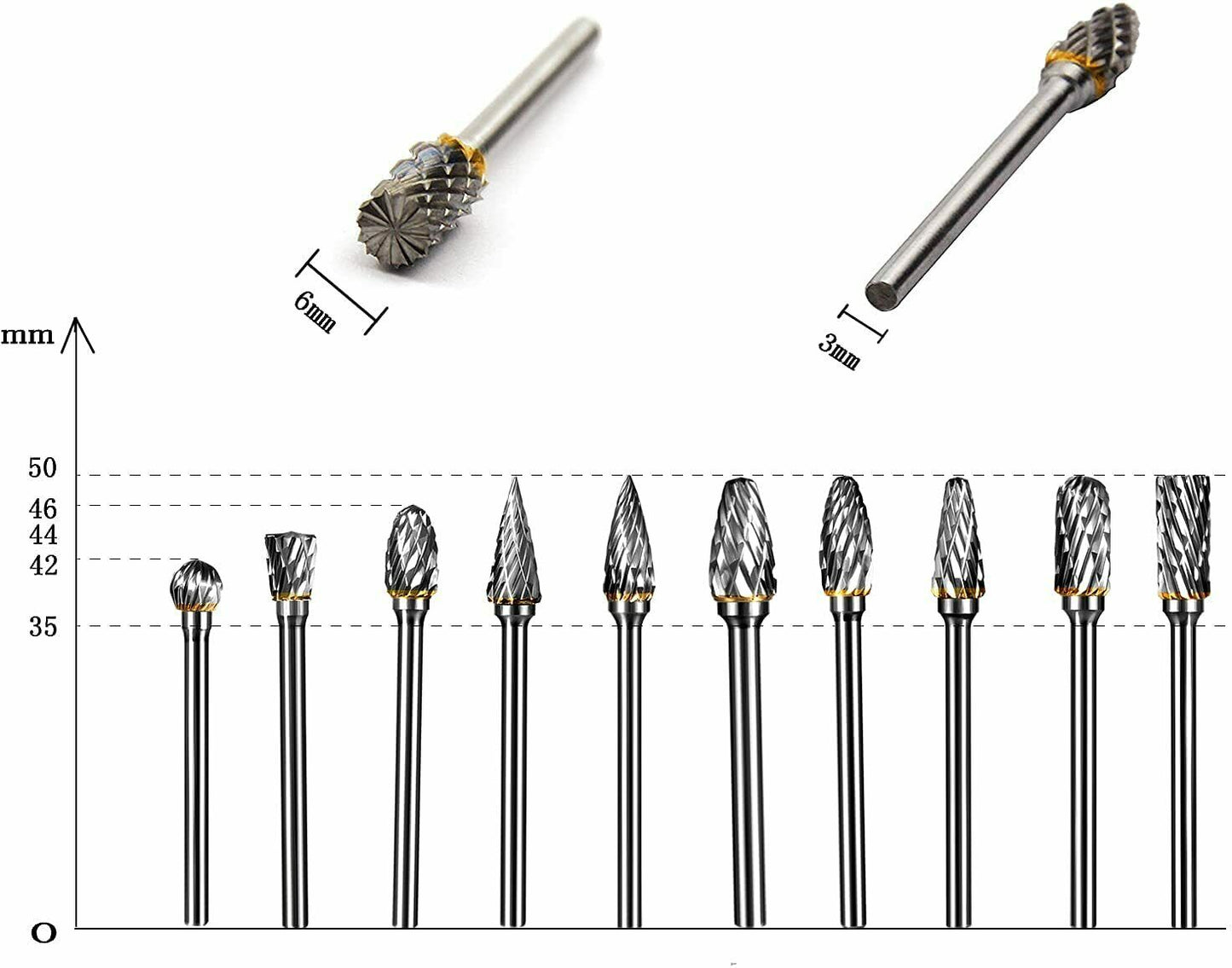 1/8" Tungsten Carbide Rotary Drill Bit Set