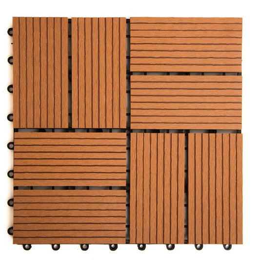 Outdoor Patio Flooring | 8 slats | 12x12", Color: Red, 11 Tiles