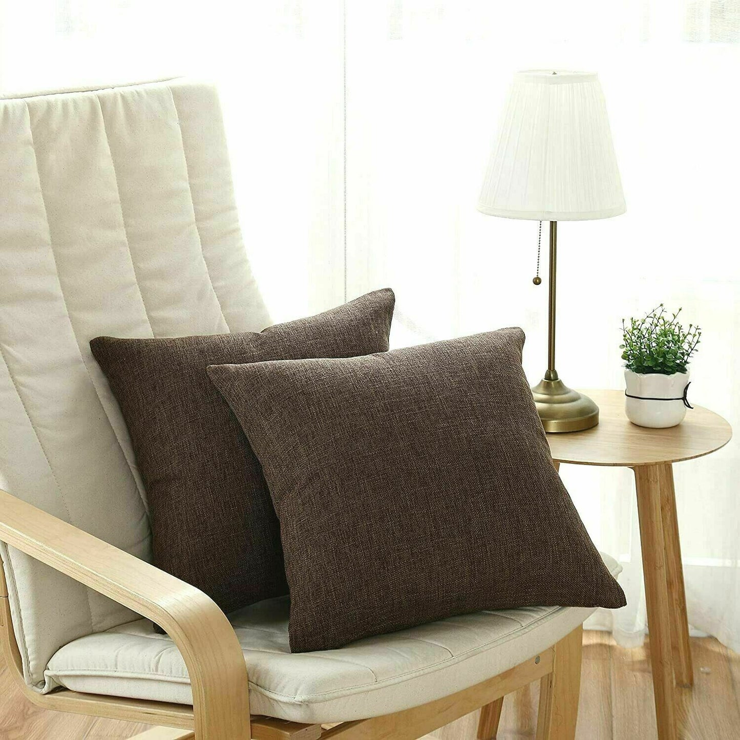 2-Pack Linen Pillowcases, Size (17.5"x17.5"), Color (Coffee)