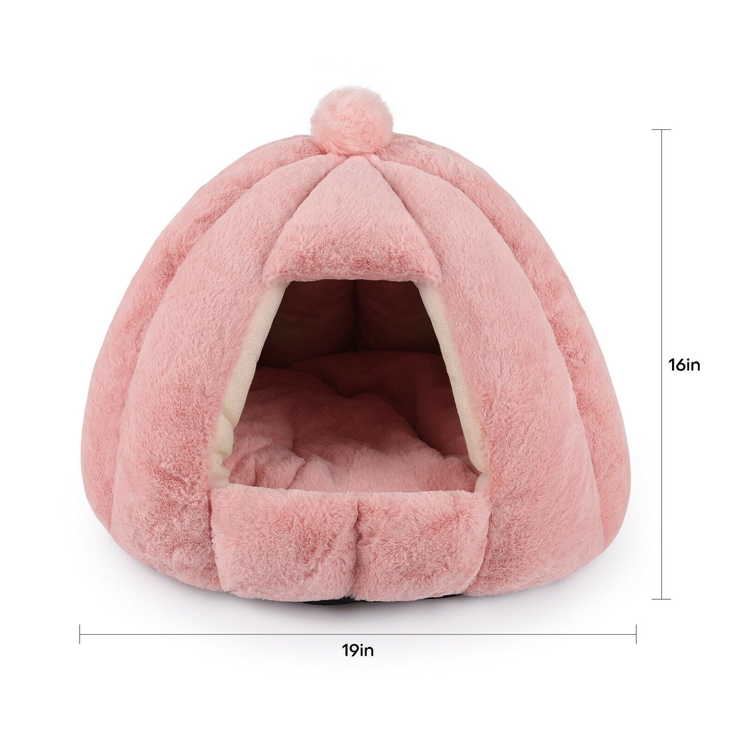 Plush Cave Style Pet Bed, Color: Pink