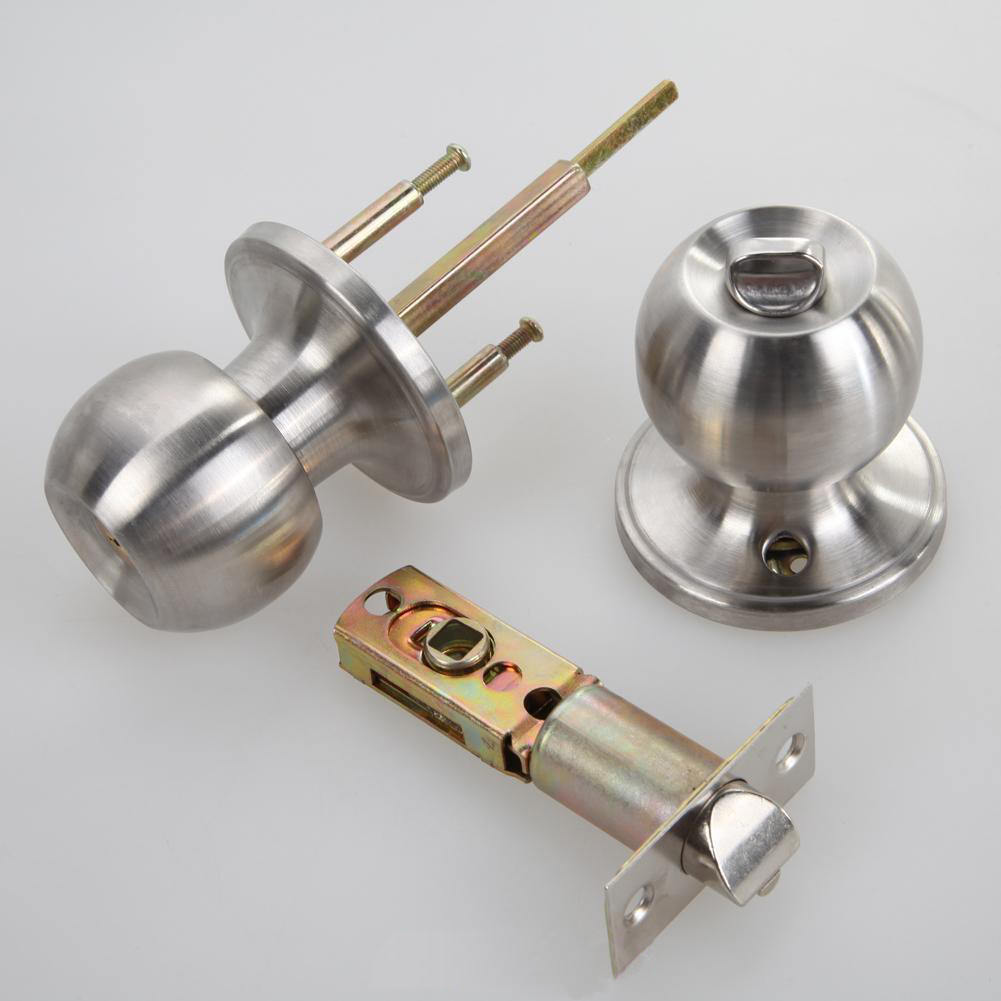 Stainless Steel Round Door Knobs with Key Set Silver