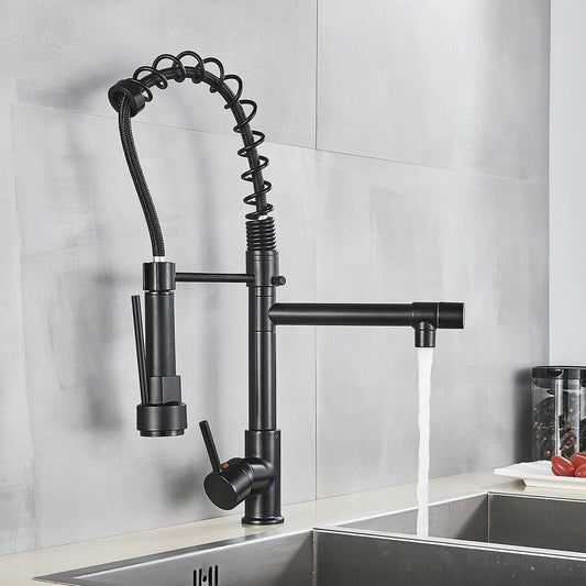 Matte Black Kitchen Faucet Pull Out Sprayer Swivel Sink