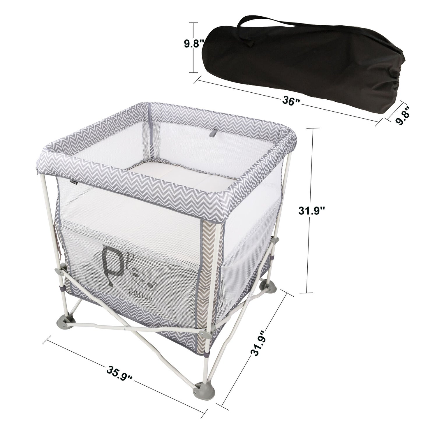 4-in-1 folding crib with mattress for babies, Color: Gray