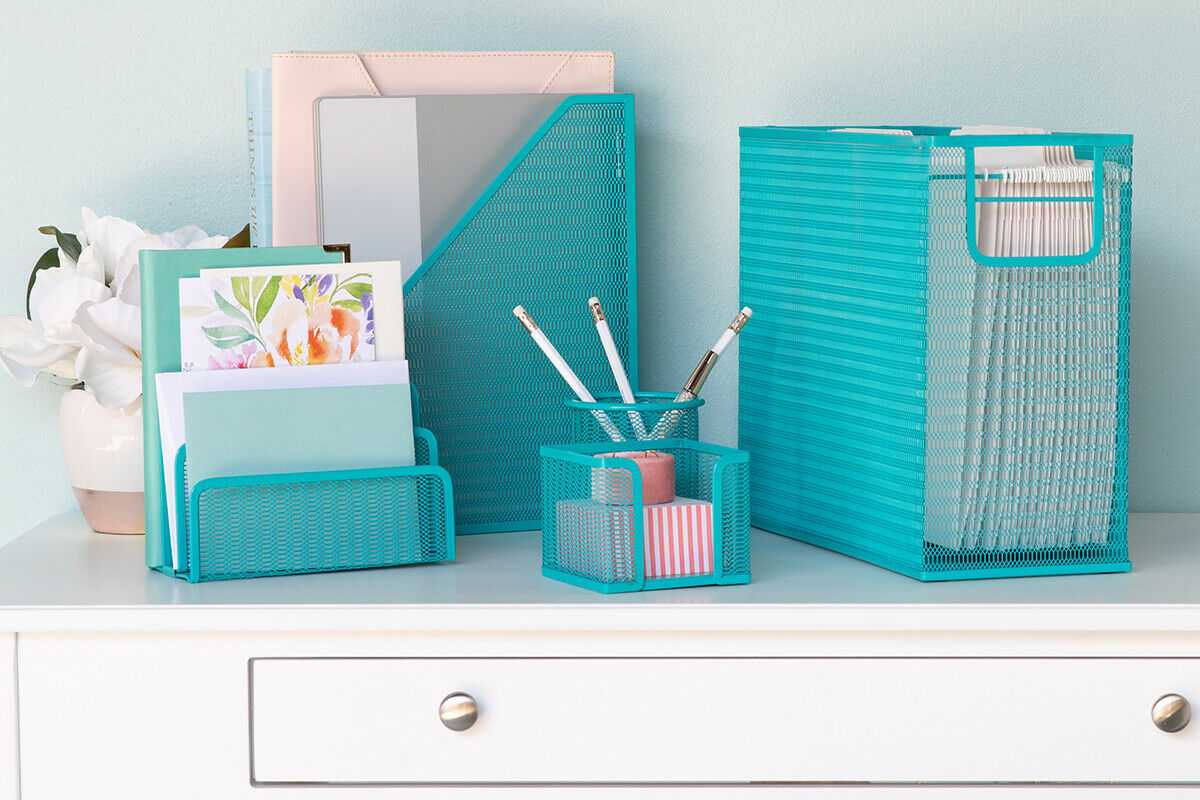 5-Piece Desk Organizer Set, Teal