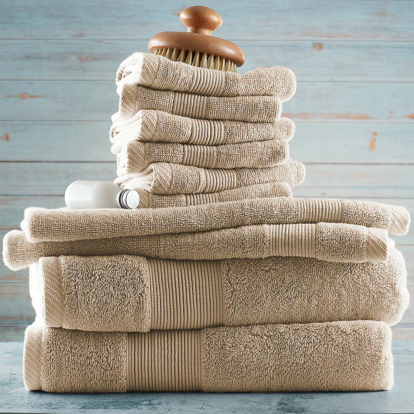 10-Piece Bath Towel Set (Color: Beige)