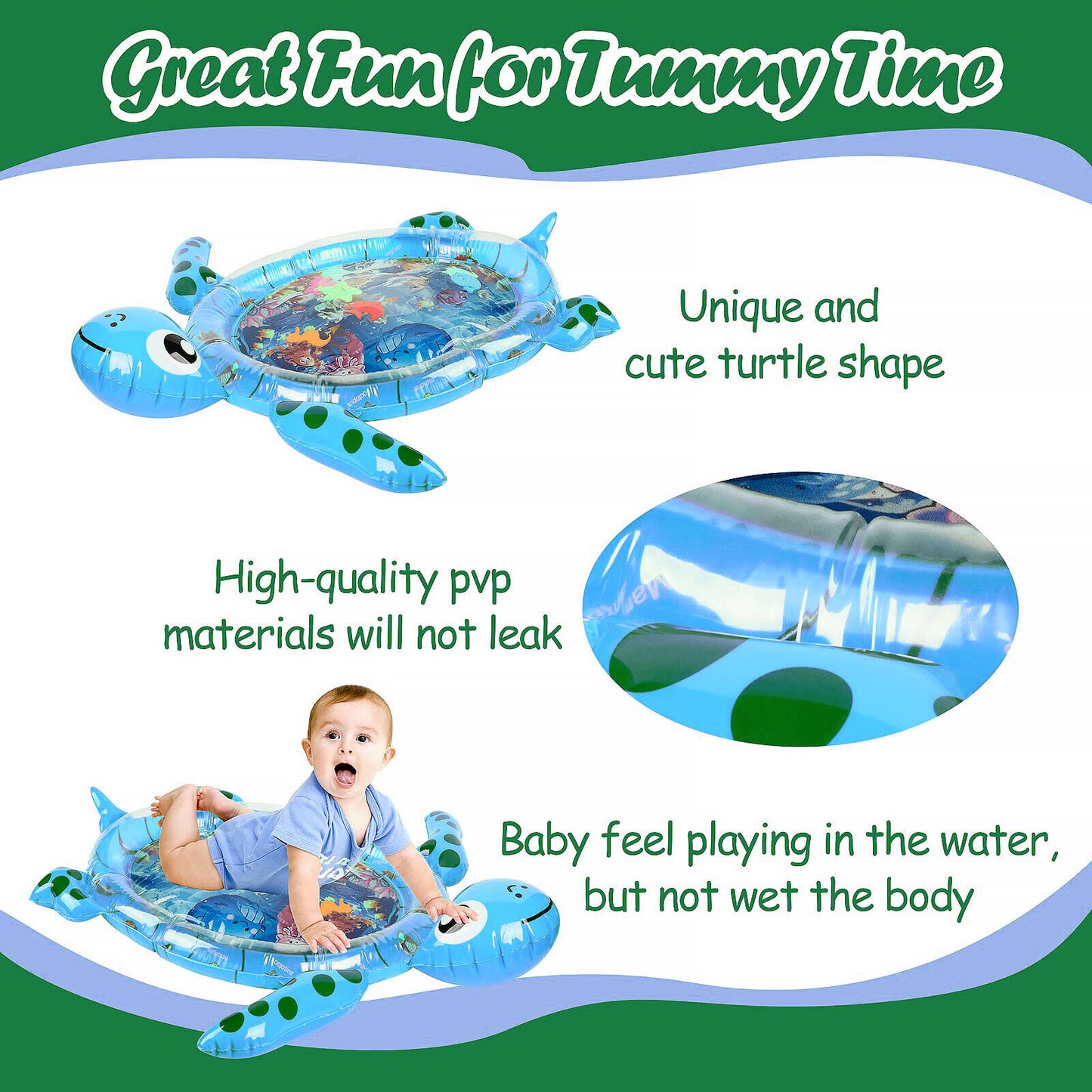 Inflatable play mat for babies, color: blue