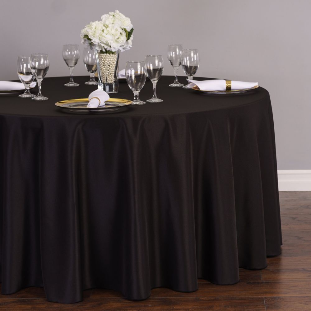 1 Pack Round Polyester Tablecloth, Color (Black)