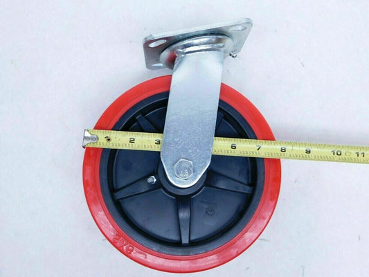 4-Pack 8" Swivel Casters, Color:(Red)