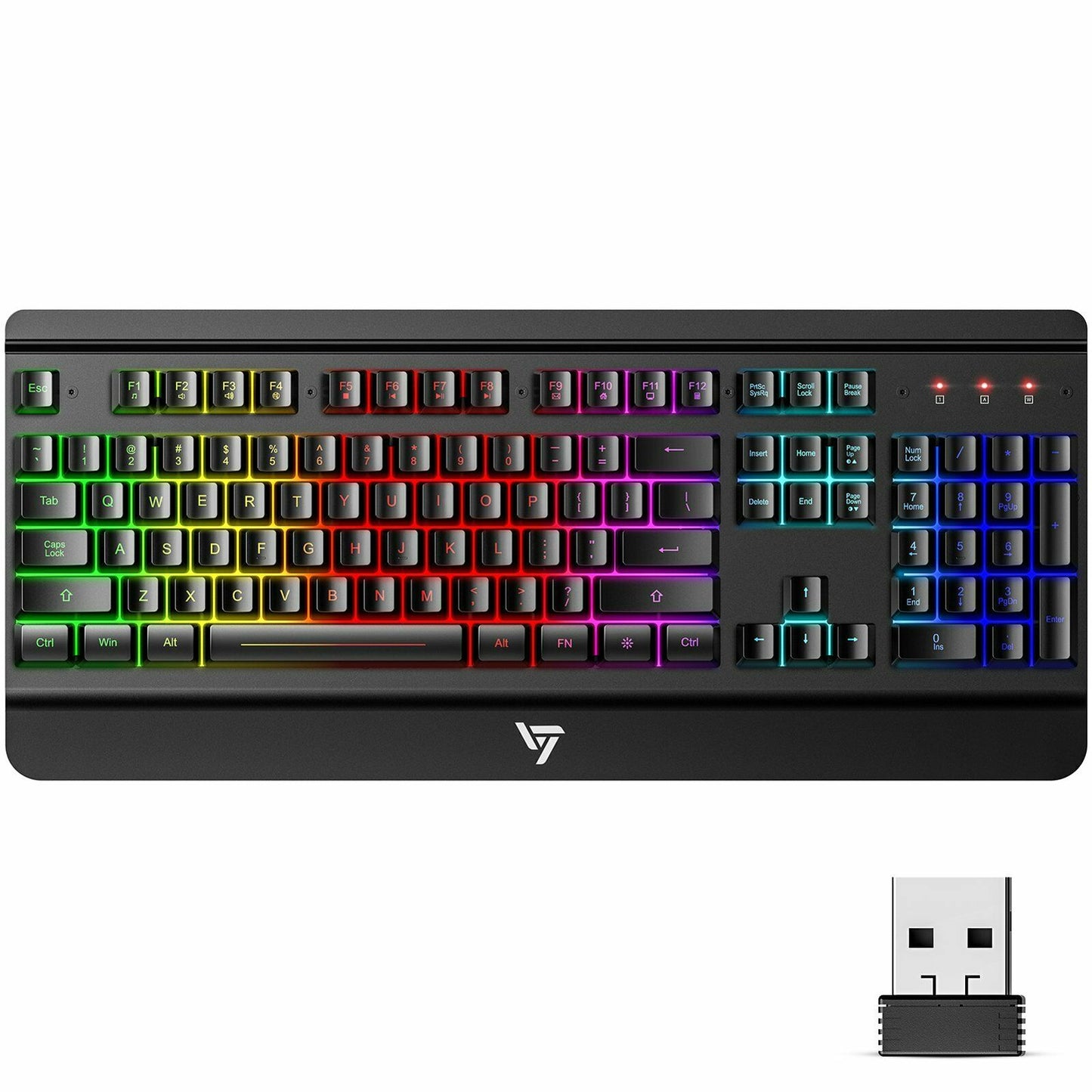 Rechargeable Wireless Gaming Keyboard, Rainbow LED