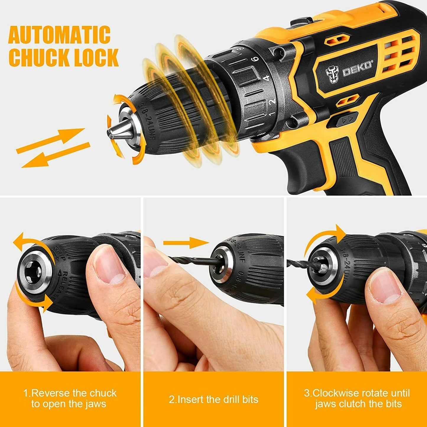 20V cordless electric drill 3/8" Electric screwdriver 2 batteries