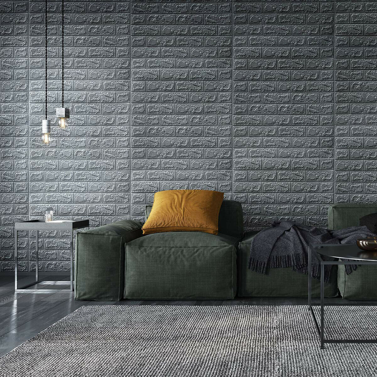 20 x 3D Foam Panels Stone Brick Wallpaper (Silvery Gray)