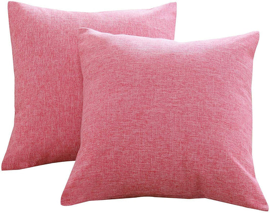 2-Pack Linen Pillowcases, Size (17.5"x17.5"), Color (Pink)