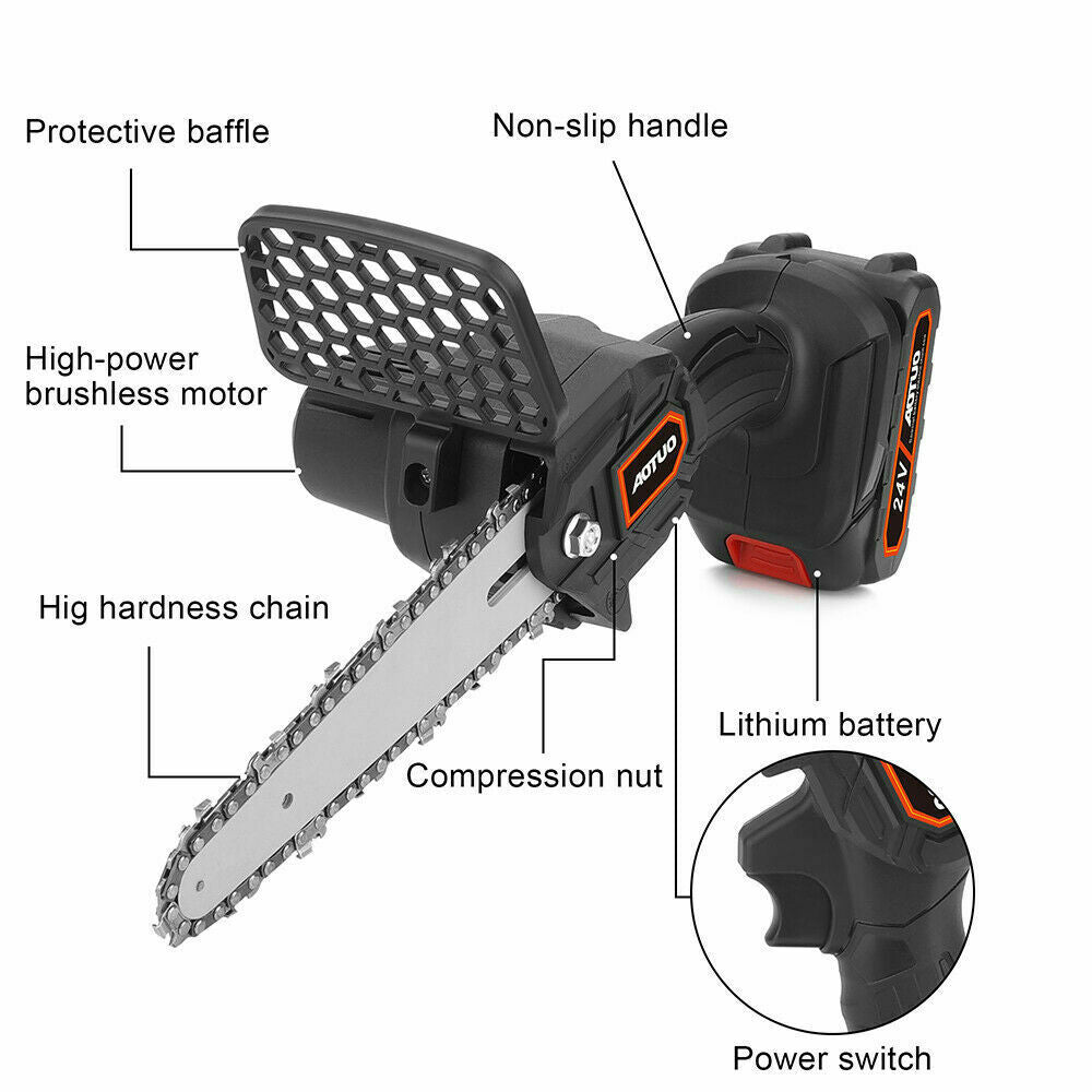 6"+4" Mini Handheld Cordless Electric Chainsaw