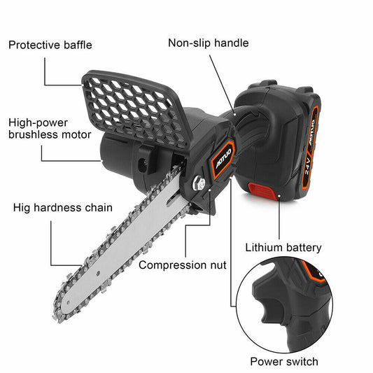 6"+4" Mini Handheld Cordless Electric Chainsaw