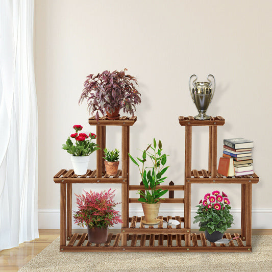 Wooden plant stand, multi-tier for garden