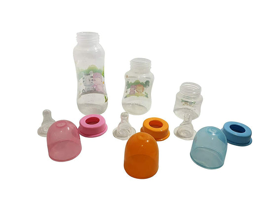 Set of 3 Baby Bottles, size: 8oz, 4oz, 2 oz, Animal Theme