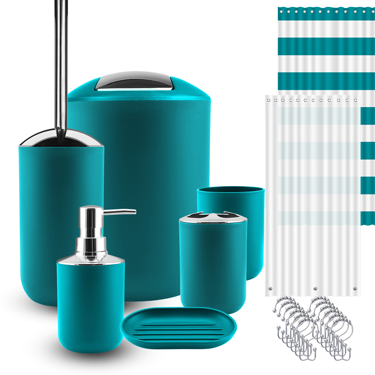 9-Piece Bath Accessory Set, Color: (Teal)