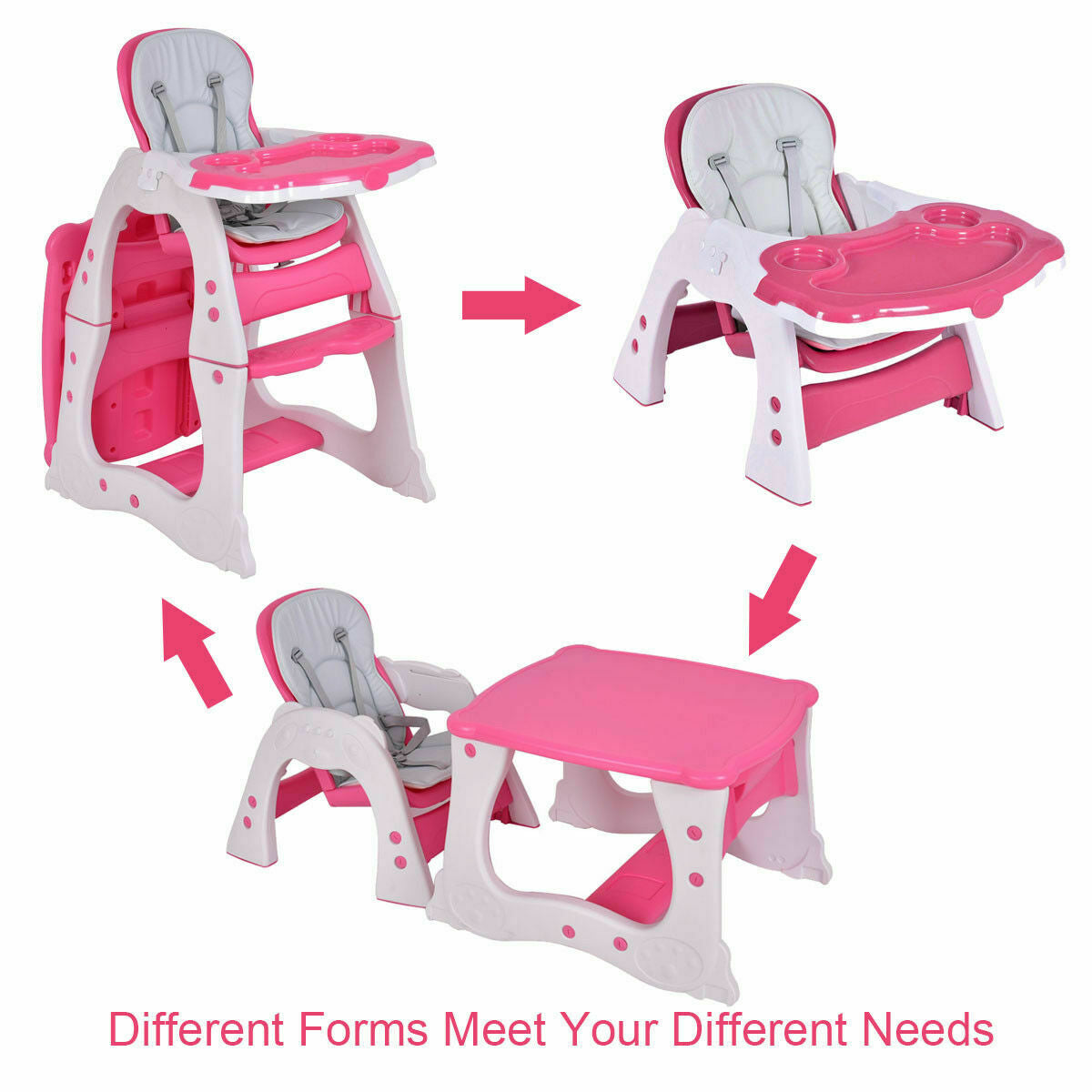 3 in 1 baby feeding chair, Color: Pink