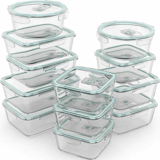 (12 Containers) Glass Food Storage Containers, Airtight Lids