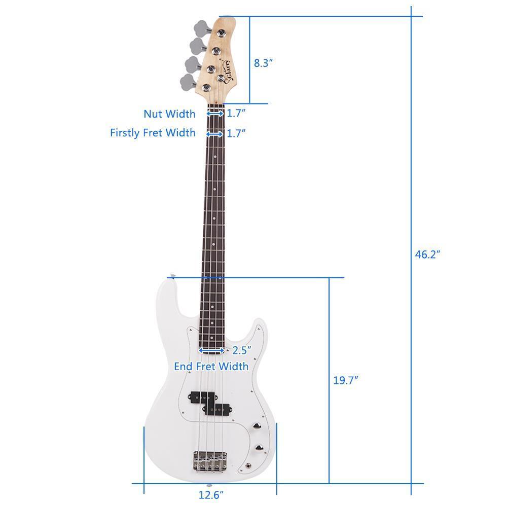 20W Right Handed Electric Bass Color: White