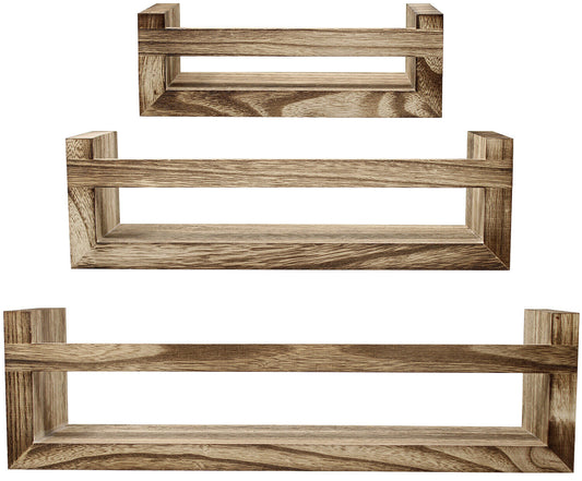 Set of 3 Floating Shelf Shelves, Color: (mahogany)