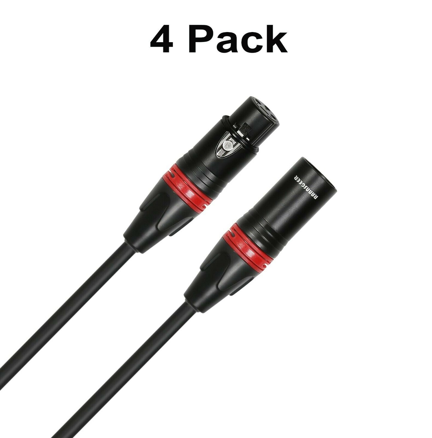 XLR Male to Female Microphone Cable, 3ft (4-Pack)