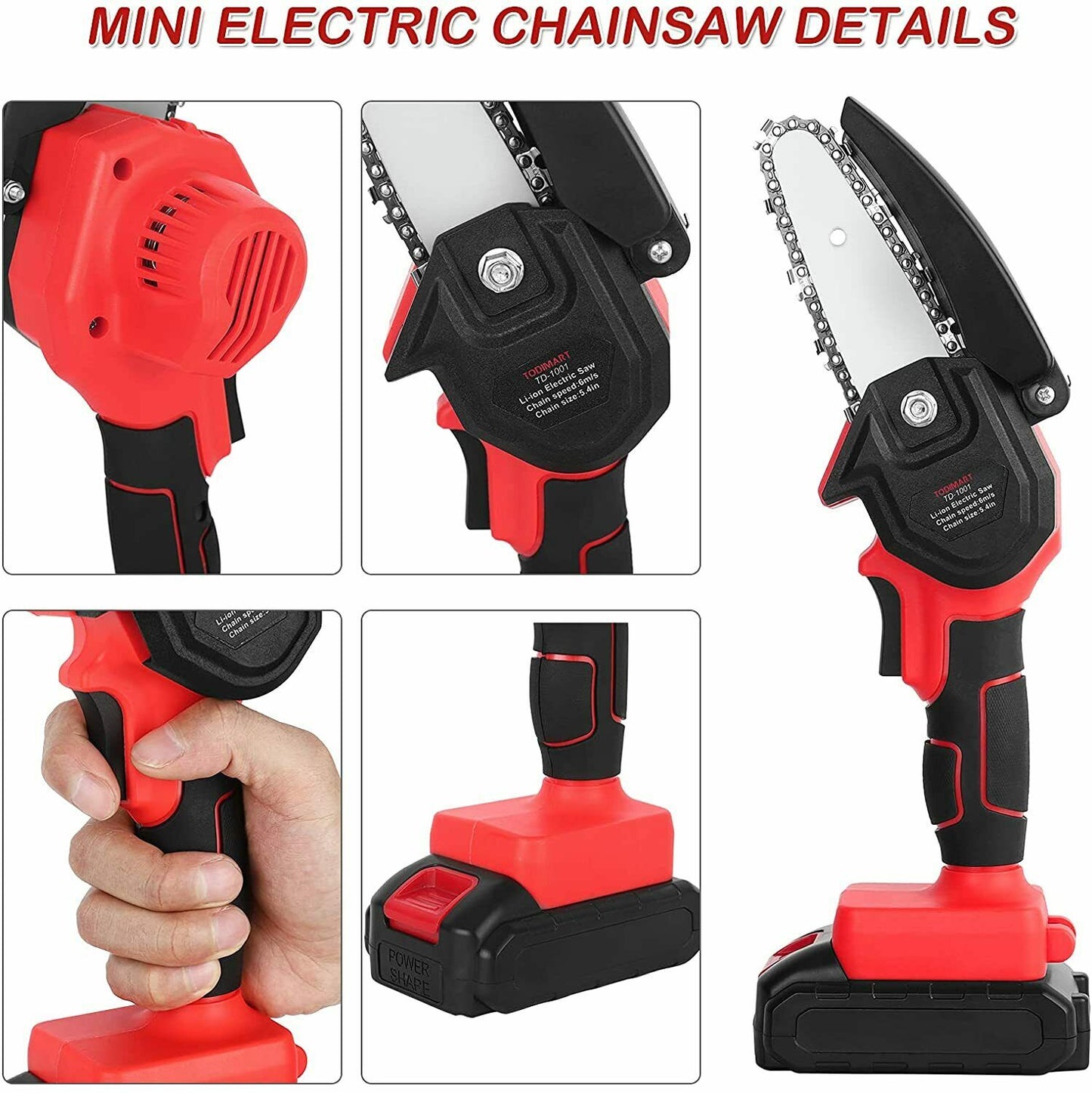 4" mini cordless chainsaw with 2 24V batteries