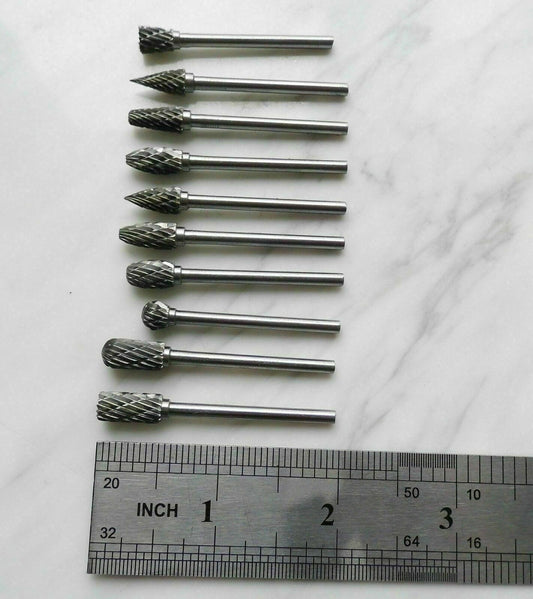 10 Tungsten Carbide Burs, for Carving Cutting, color: Silver