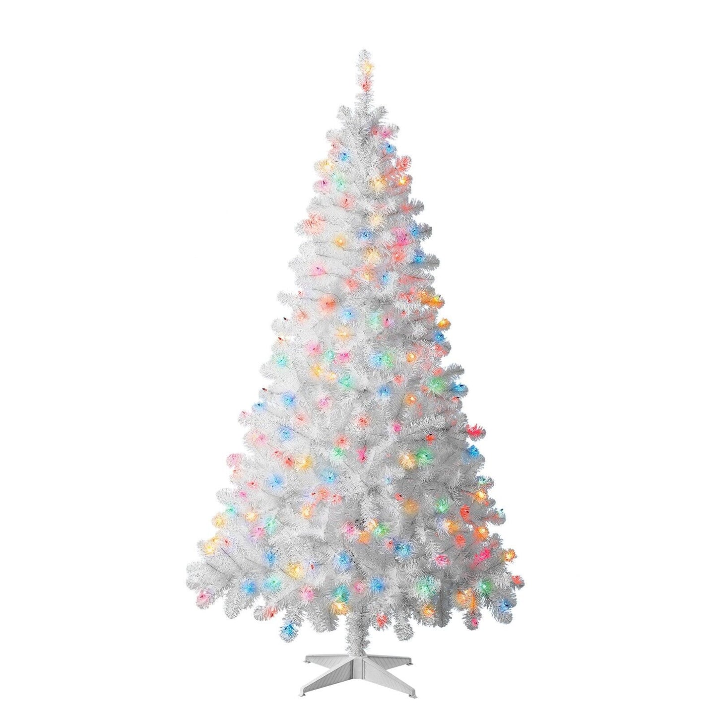 Madison Pine 6.5' Pre-Lit Artificial Christmas Tree, White/Multi