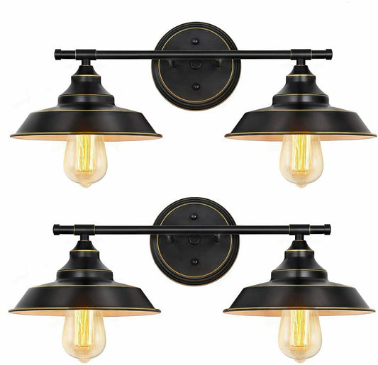 Pack of 2 Wall Lamps, Colour:(Black)