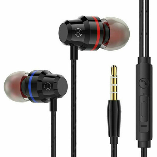 In-Ear Stereo Headphones with Wired Microphone, Black