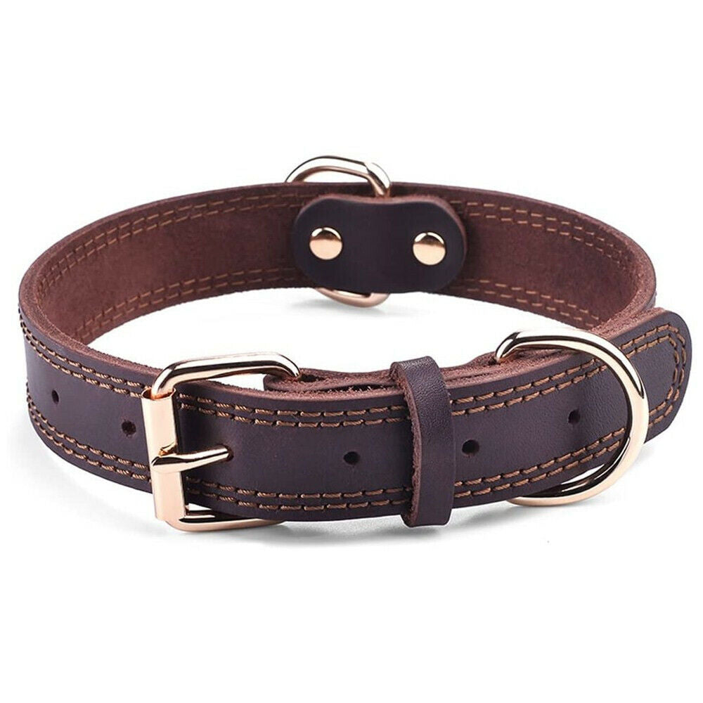 Pet collar with resistant buckle, Size M (Color: Brown)