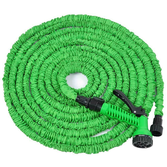 100ft Expandable Flexible Garden Hose with Spray Nozzle (Green)