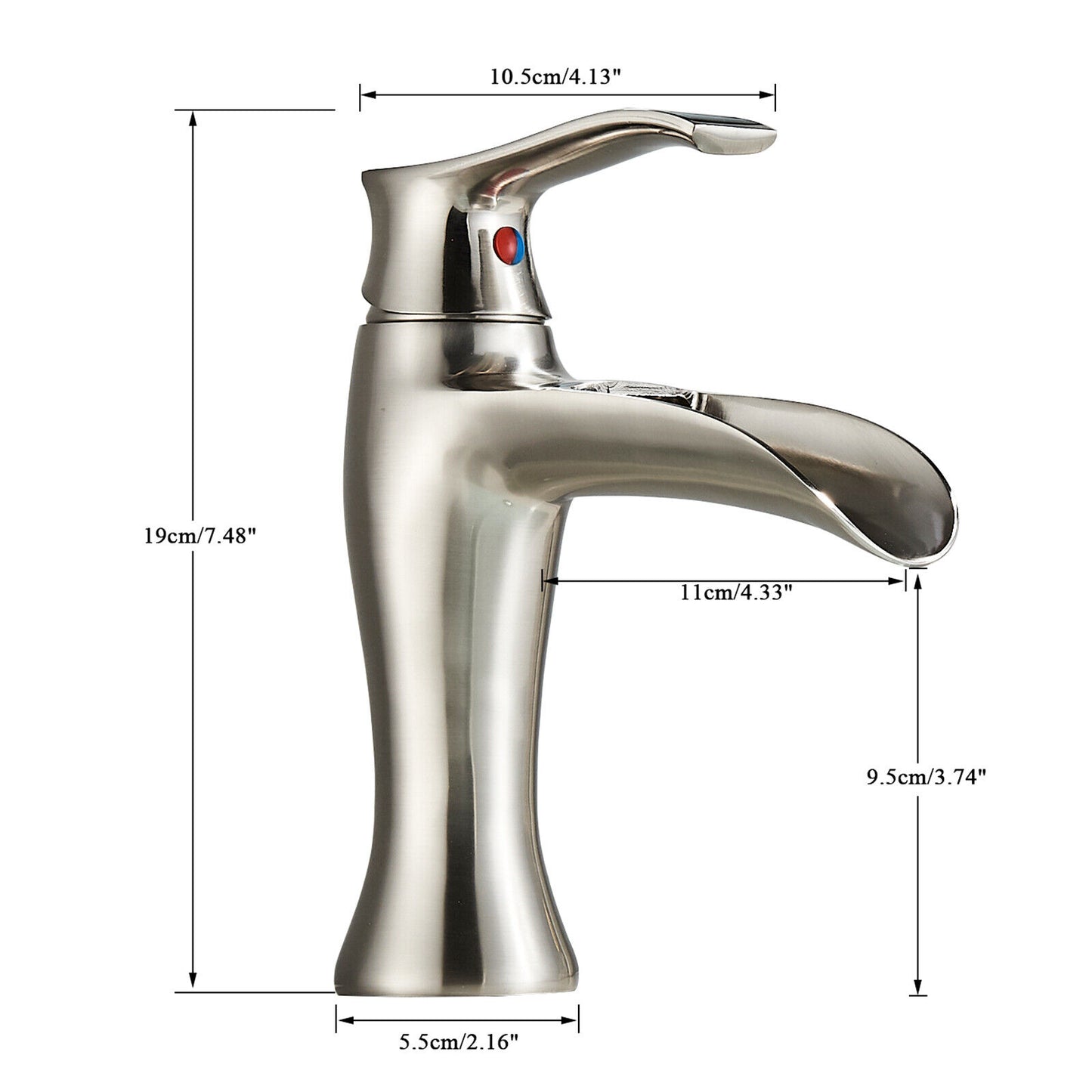 Deck Mount Waterfall Basin Mixer Tap,Brushed Nickel A