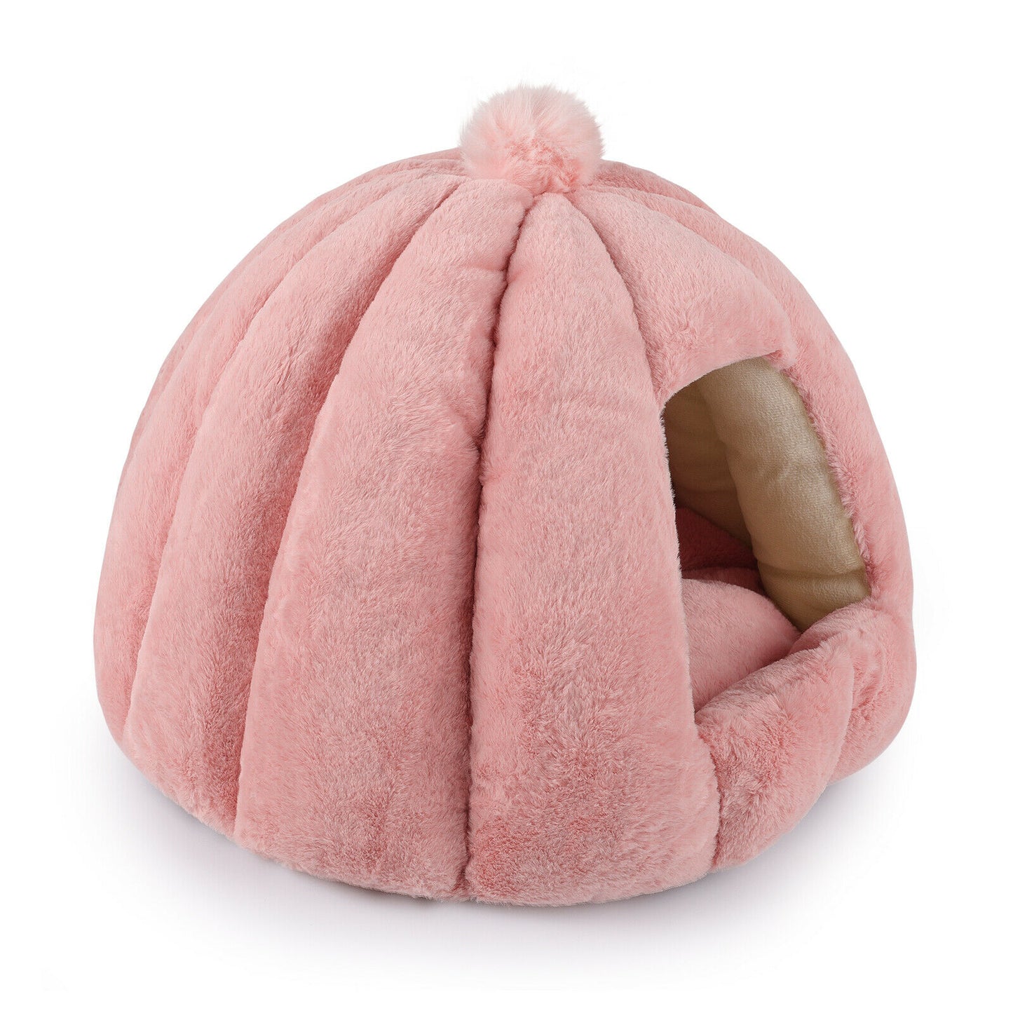 Plush Cave Style Pet Bed, Color: Pink