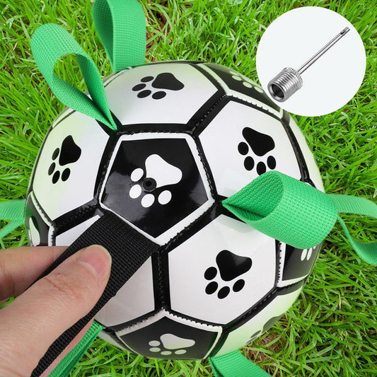 Pet soccer ball with easy-grip tabs