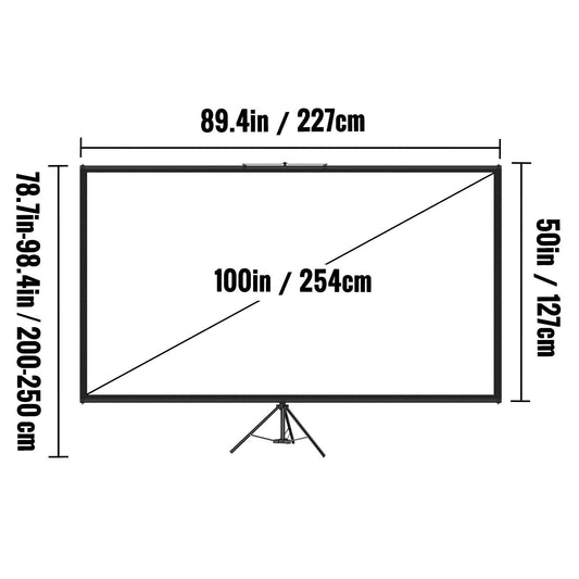 Support Projector Screen 100 Inch 16:9 HD 4K