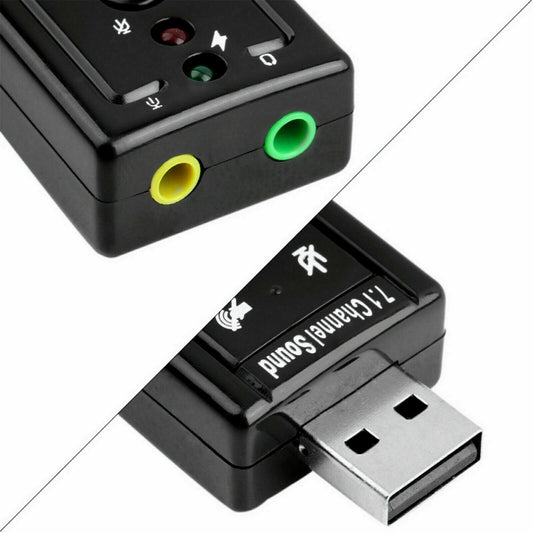 USB 2.0 Virtual Audio Sound Card Microphone Adapter PC Laptop