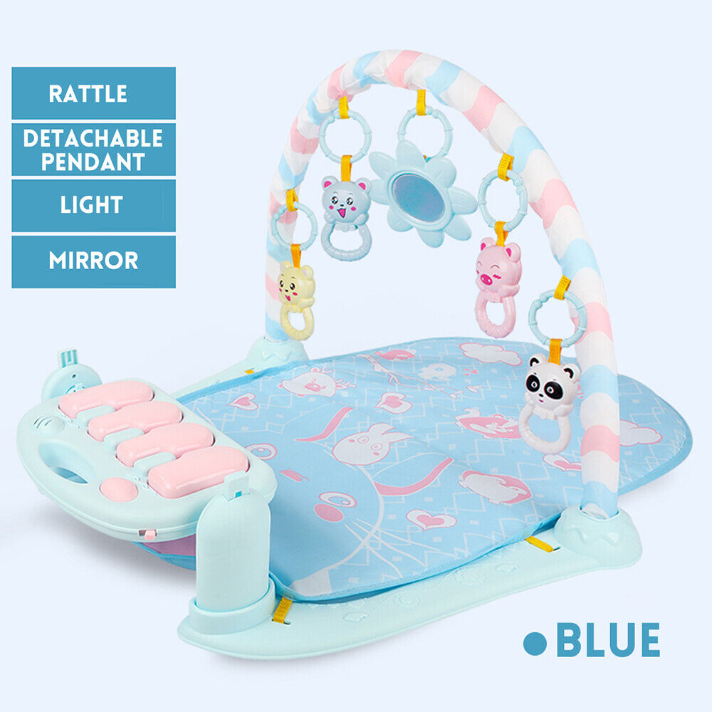 3-in-1 baby gym musical mat with hanging toys, color: blue