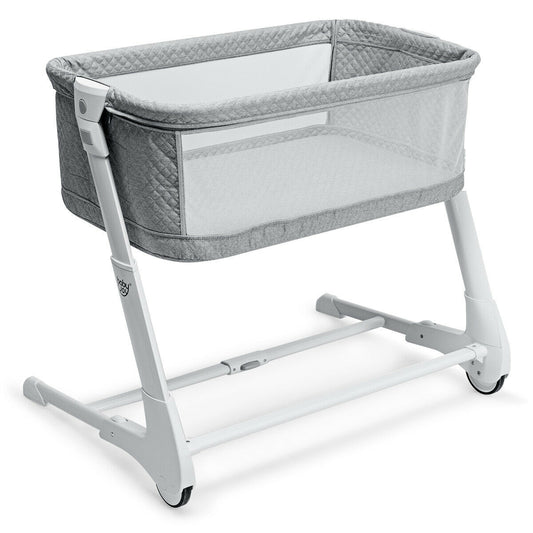 2-in-1 cot and bedside bed with washable adjustable mattress Gray