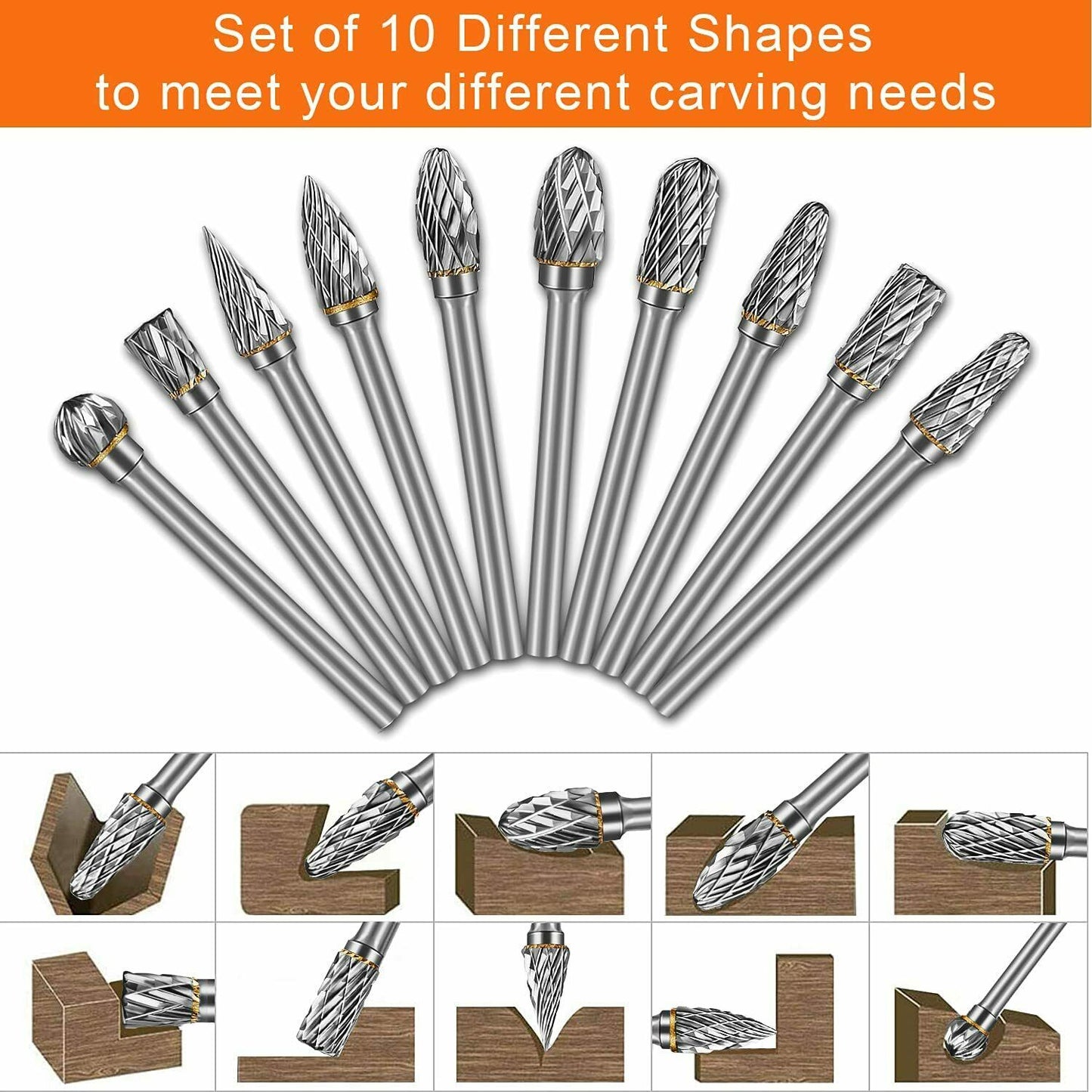 1/8" Tungsten Carbide Rotary Drill Bit Set