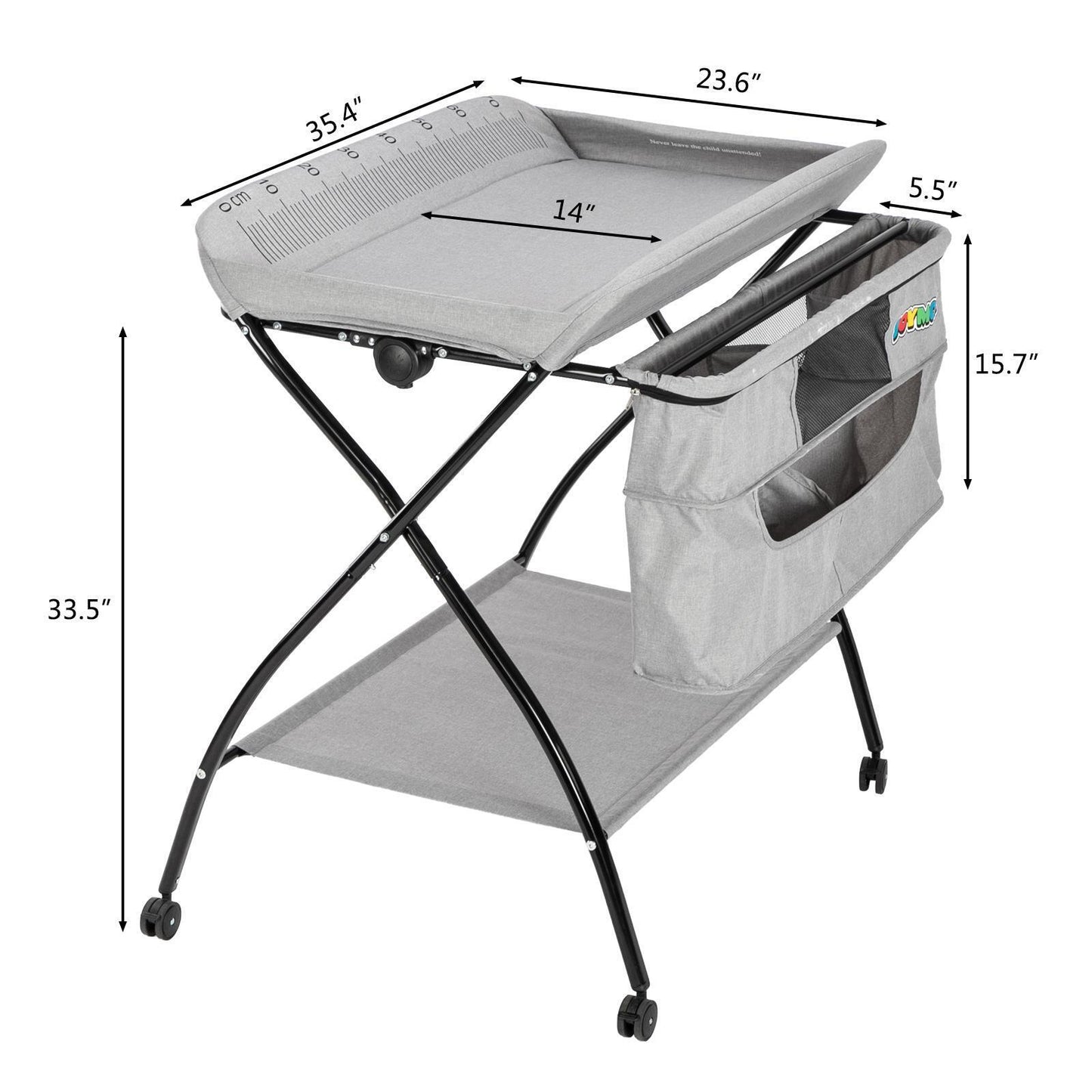 Foldable Baby Diaper Changing Table, Color: Light Gray