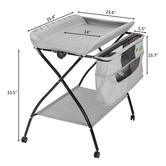 Foldable Baby Diaper Changing Table, Color: Light Gray