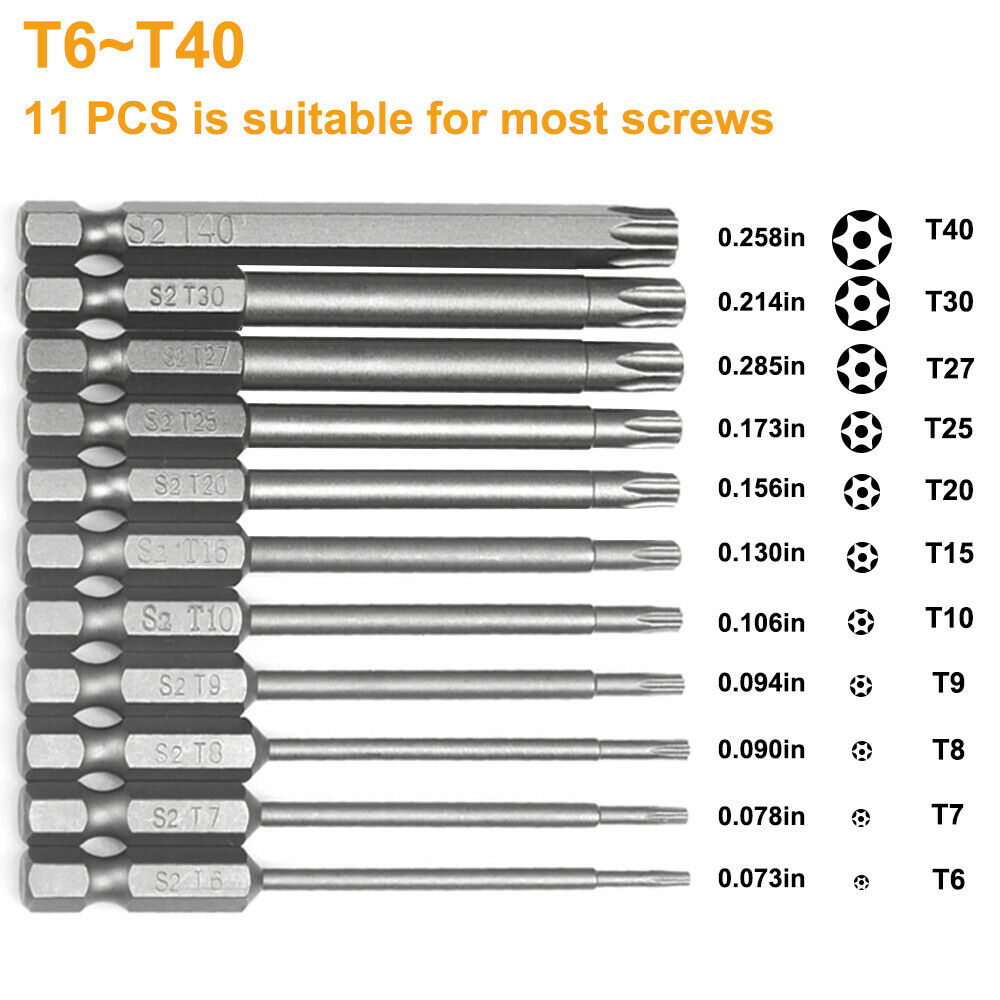 11pcs magnetic head screwdriver bit set