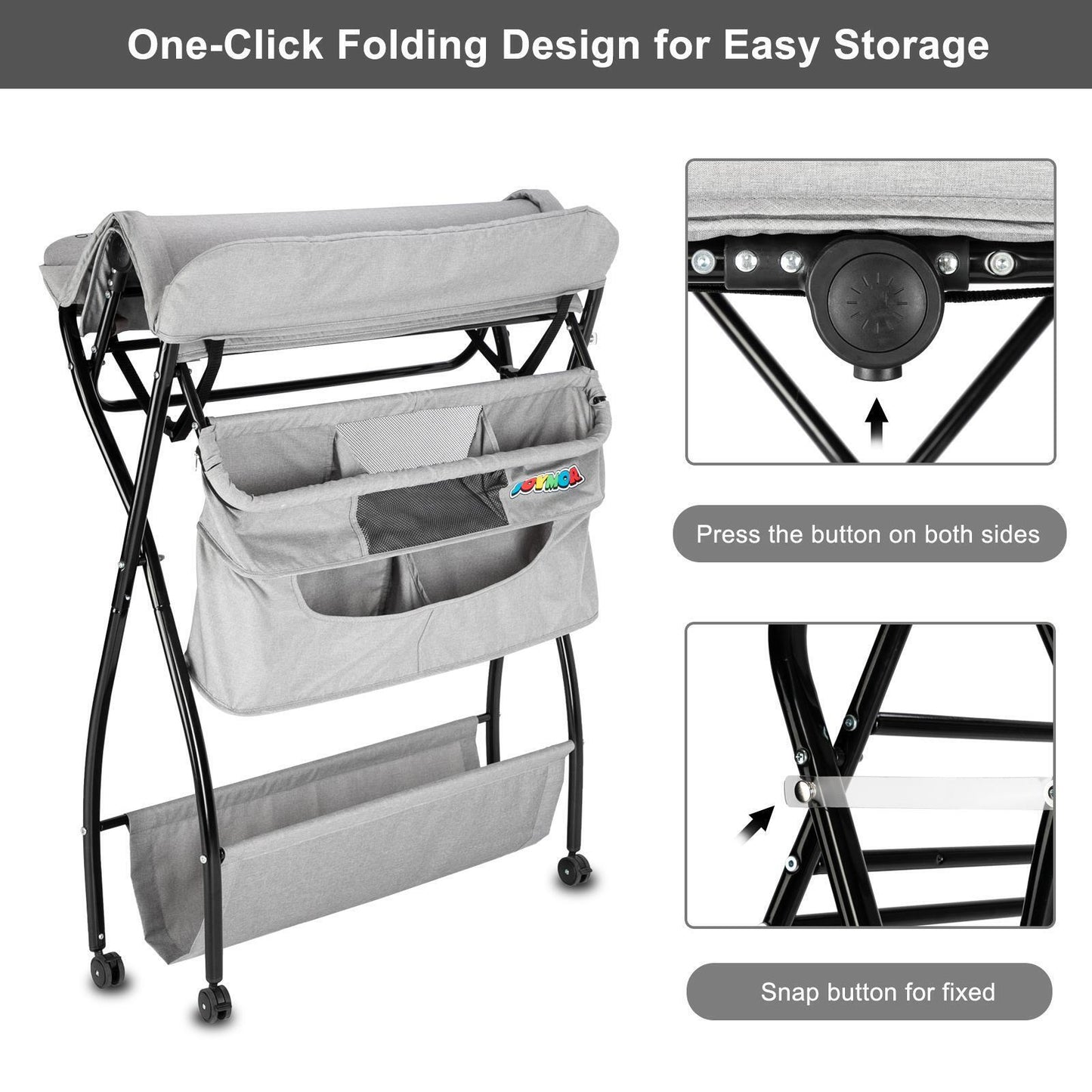 Foldable Baby Diaper Changing Table, Color: Light Gray