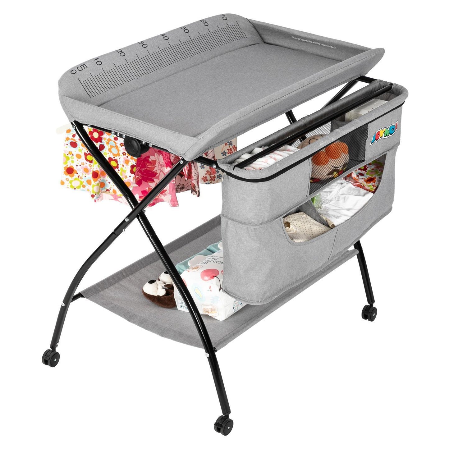 Foldable Baby Diaper Changing Table, Color: Light Gray