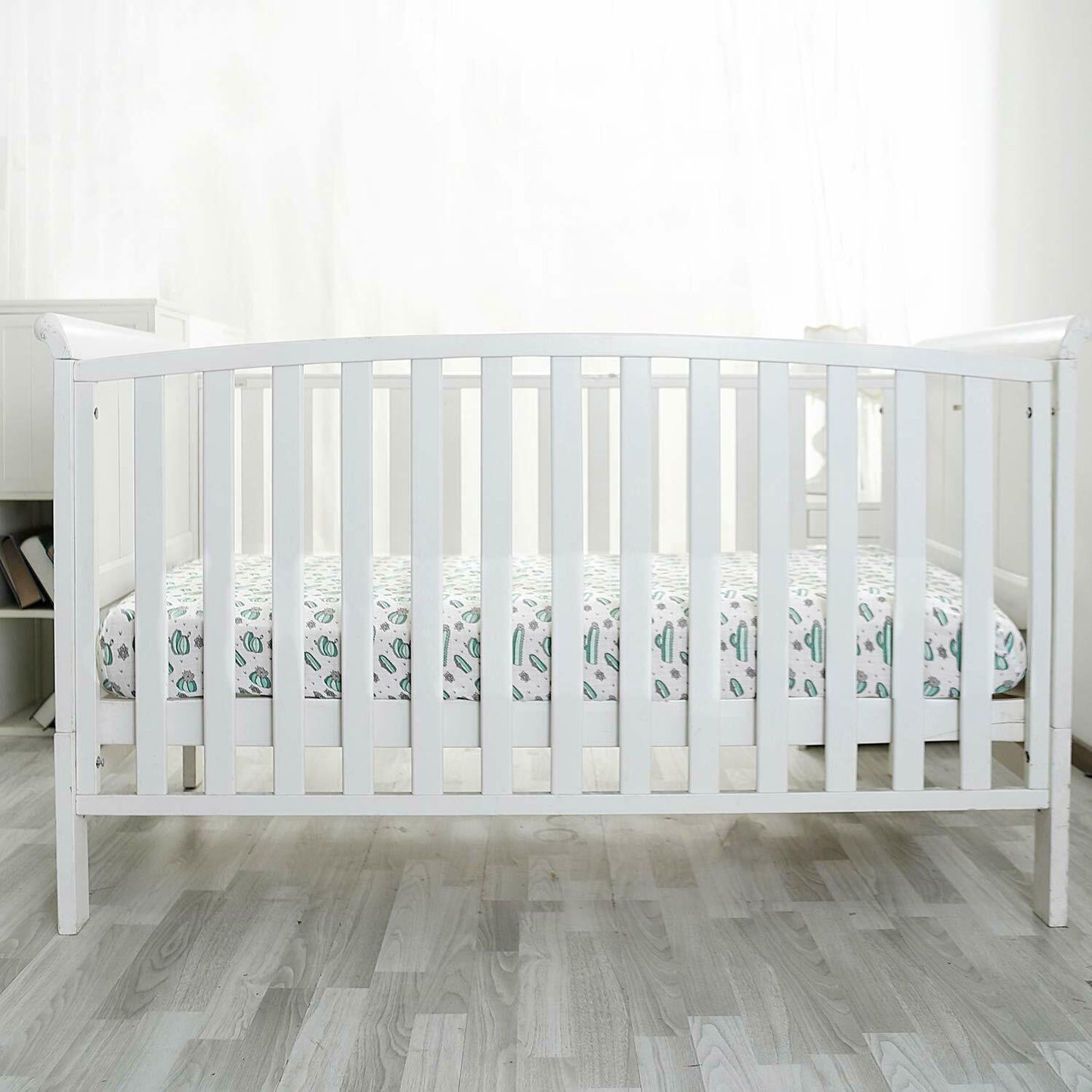 Breathable muslin crib sheet, Colour: White-Green