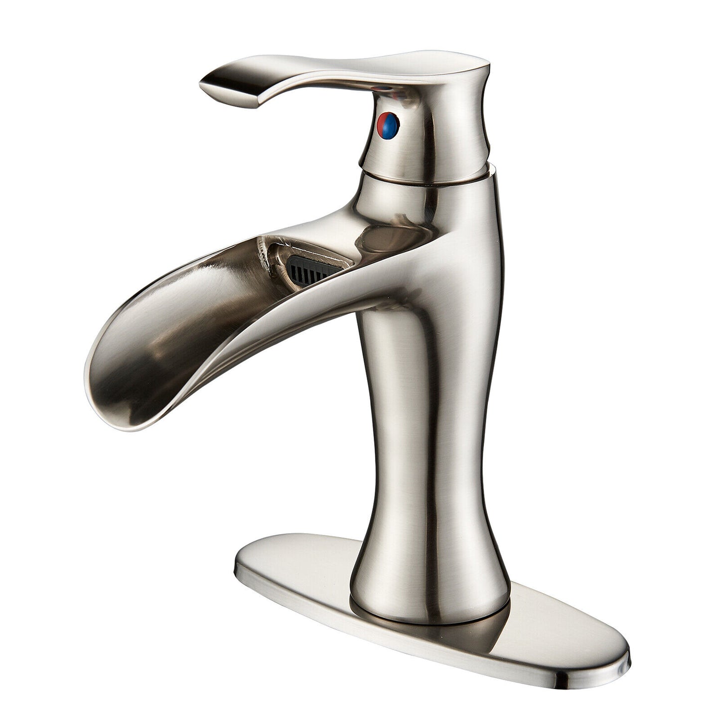 Deck Mount Waterfall Basin Mixer Tap,Brushed Nickel A