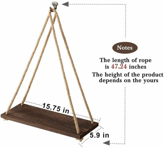 Set of 4 wooden hanging shelves, Colour: (brown)